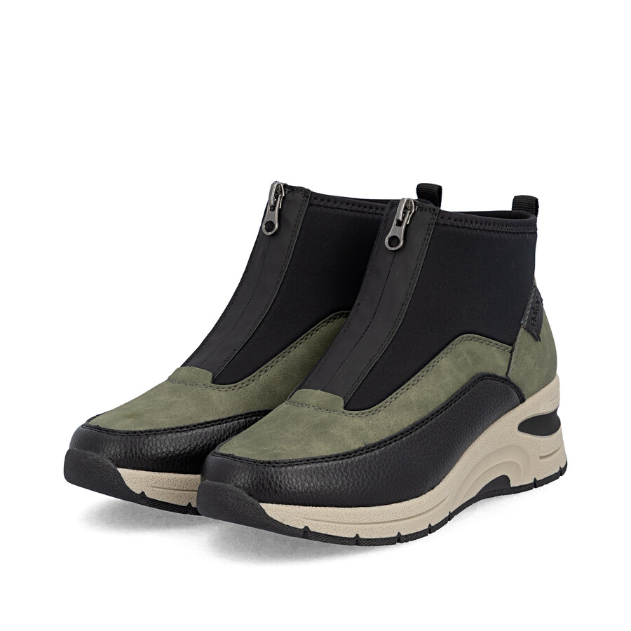 grüne damen-stiefel mit reißverschluss rieker n9362-54