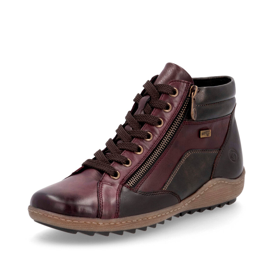 rote damen-stiefeletten mit reißverschluss remonte r1458-35