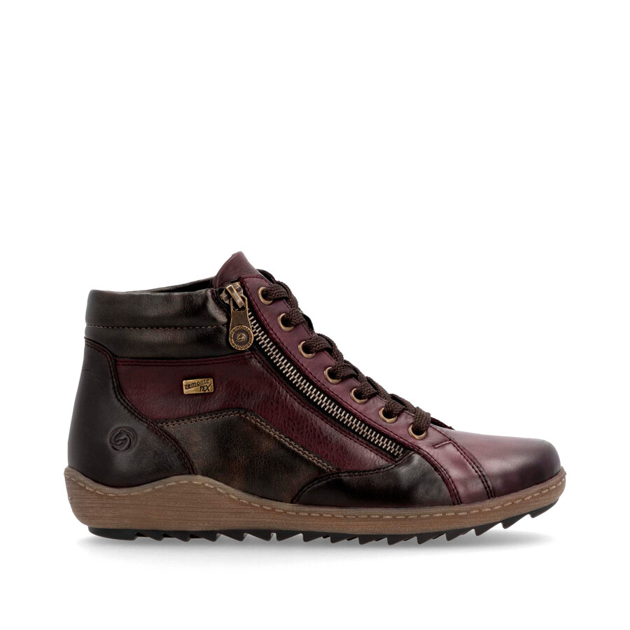 rote damen-stiefeletten mit reißverschluss remonte r1458-35