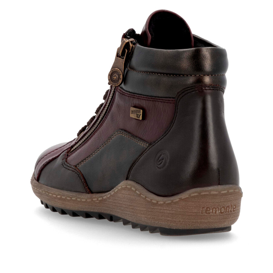 rote damen-stiefeletten mit reißverschluss remonte r1458-35