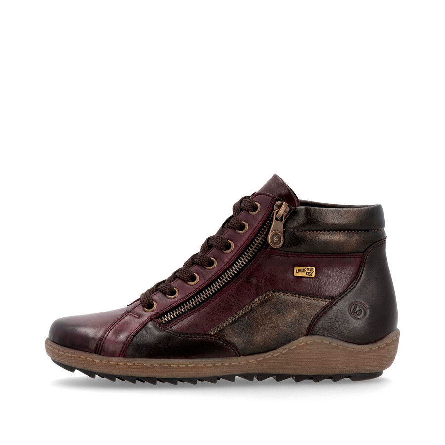 rote damen-stiefeletten mit reißverschluss remonte r1458-35