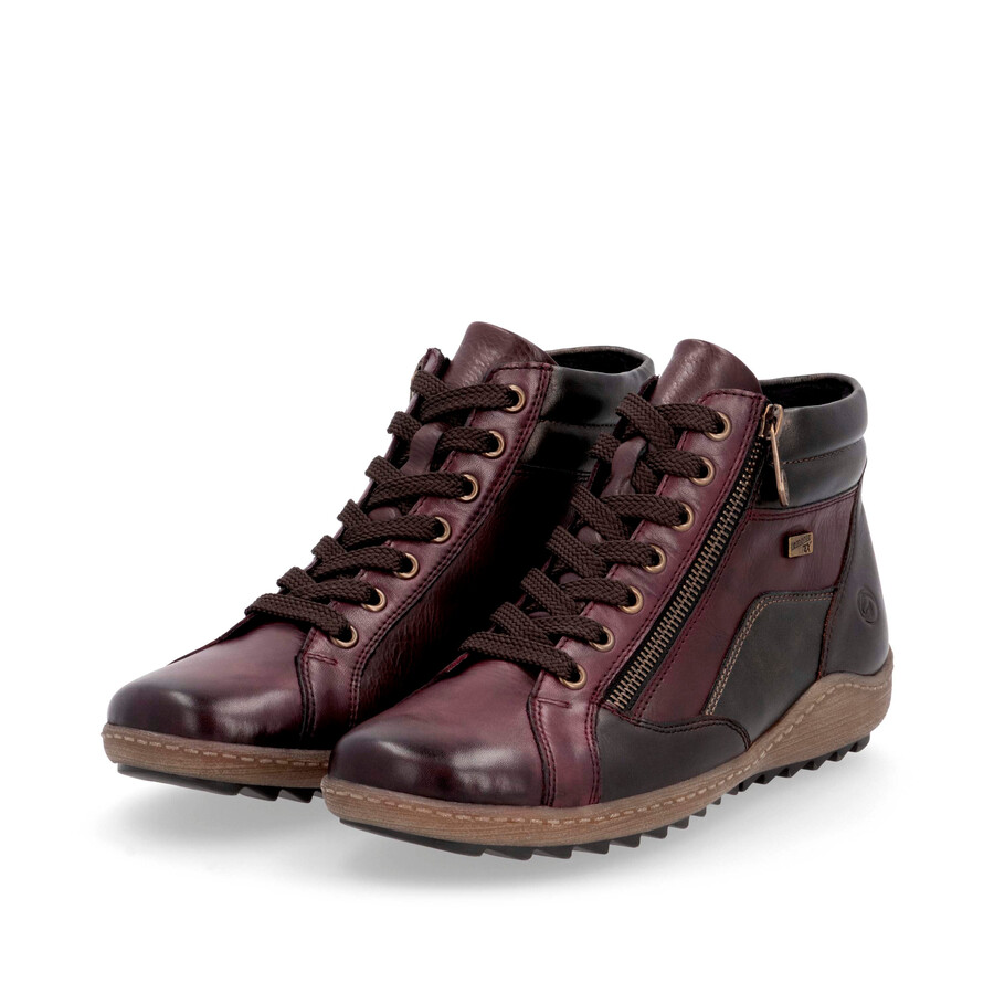rote damen-stiefeletten mit reißverschluss remonte r1458-35
