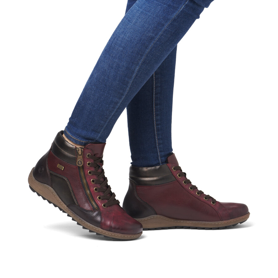 rote damen-stiefeletten mit reißverschluss remonte r1458-35