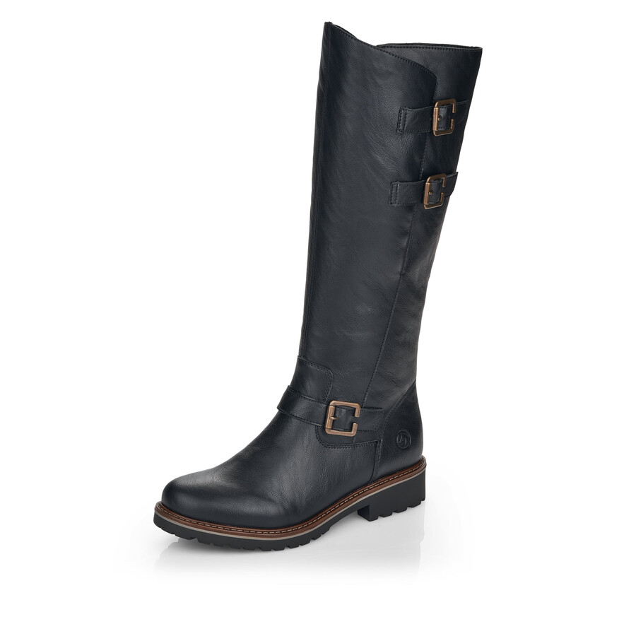 schwarze damen-stiefel mit reißverschluss remonte r6590-01