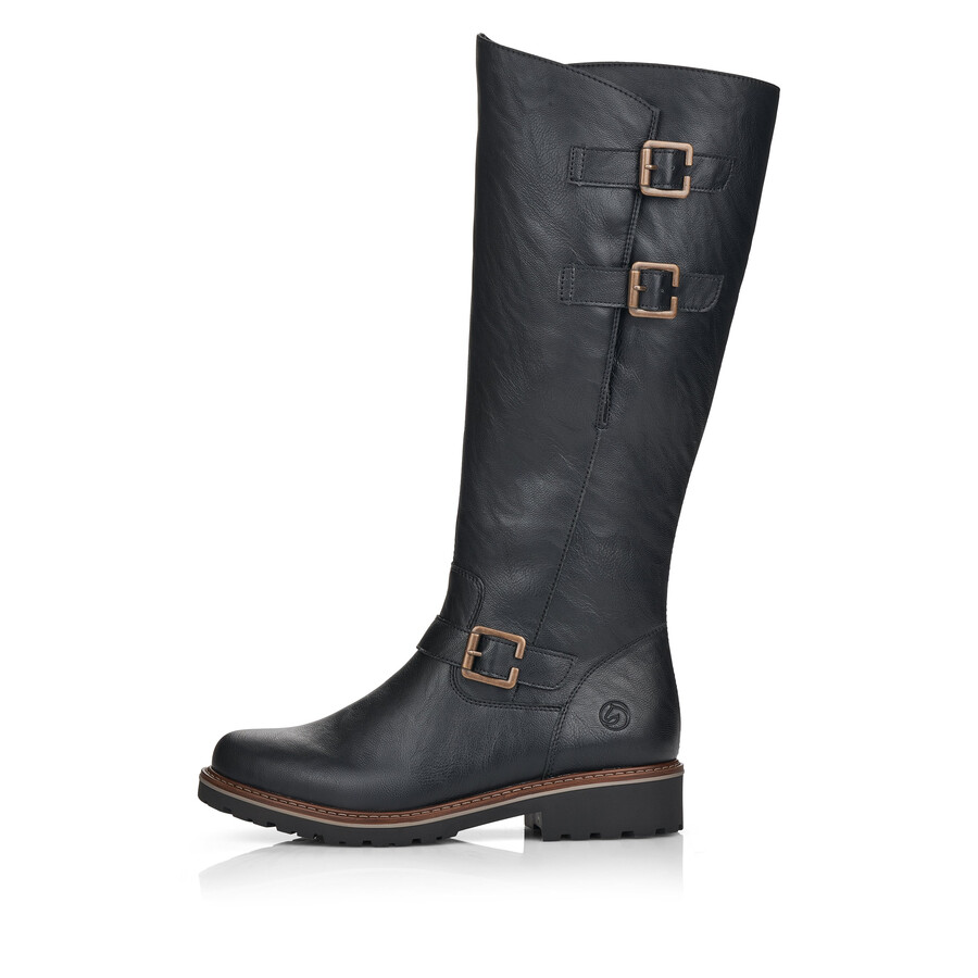 schwarze damen-stiefel mit reißverschluss remonte r6590-01