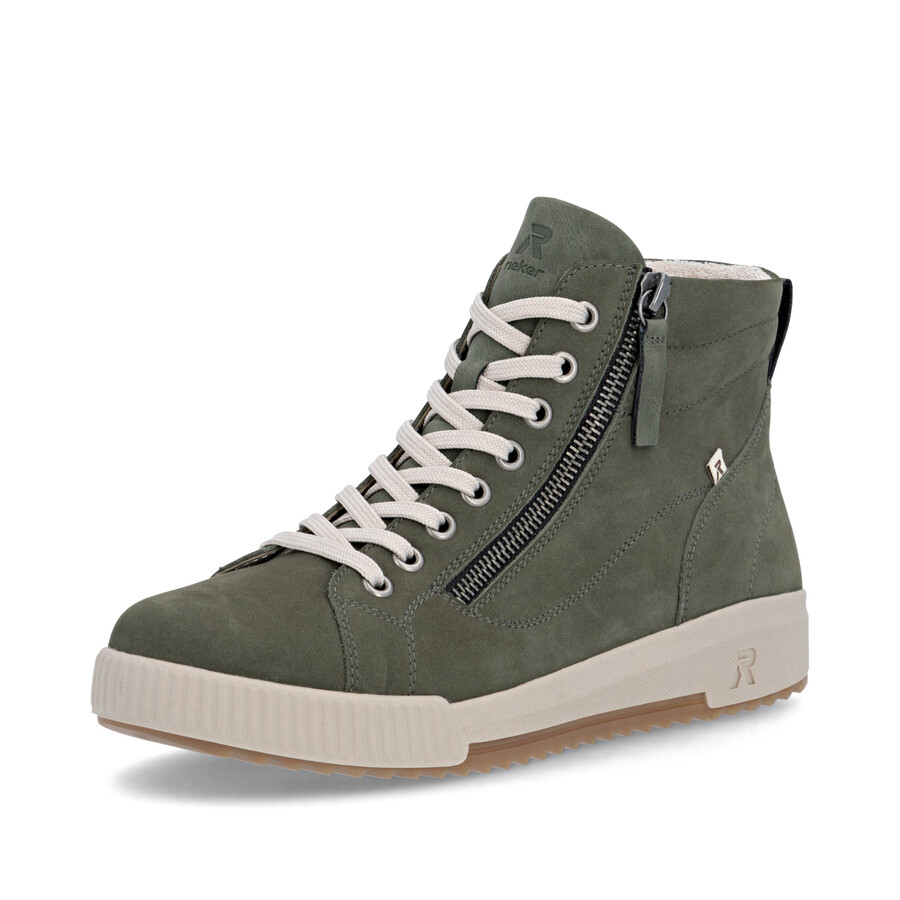 grüne damen-stiefel mit reißverschluss rieker sport w0164-54