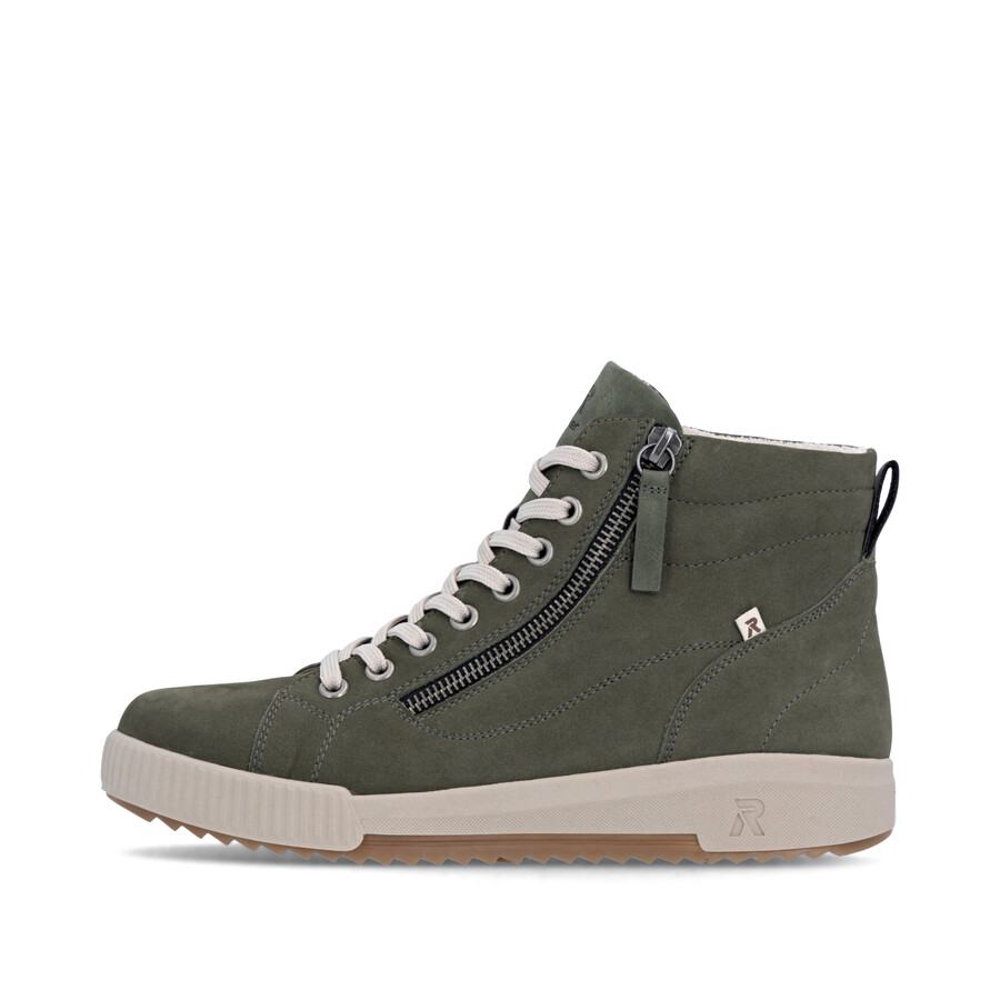 grüne damen-stiefel mit reißverschluss rieker sport w0164-54
