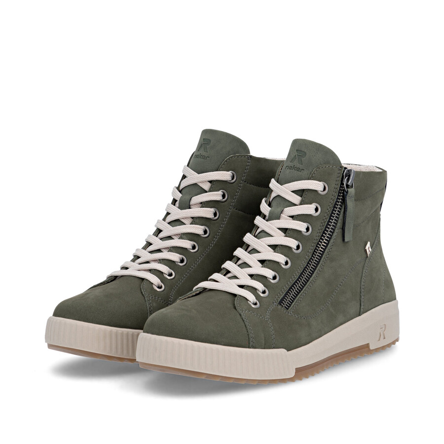 grüne damen-stiefel mit reißverschluss rieker sport w0164-54