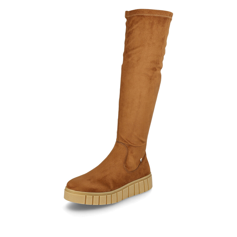braune damen-stiefel mit reißverschluss rieker sport w1080-24