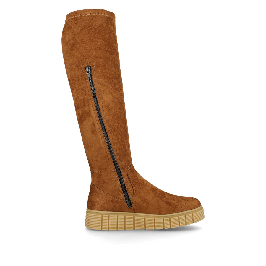 braune damen-stiefel mit reißverschluss rieker sport w1080-24