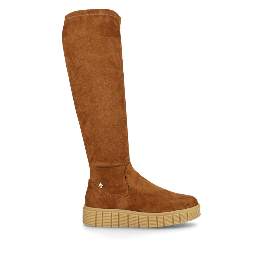 braune damen-stiefel mit reißverschluss rieker sport w1080-24
