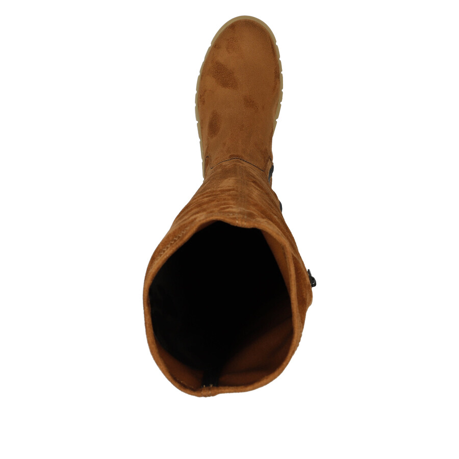 braune damen-stiefel mit reißverschluss rieker sport w1080-24