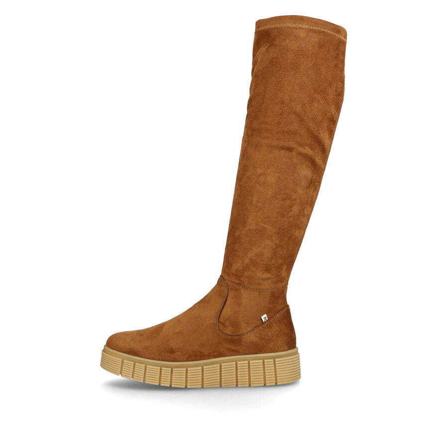 braune damen-stiefel mit reißverschluss rieker sport w1080-24