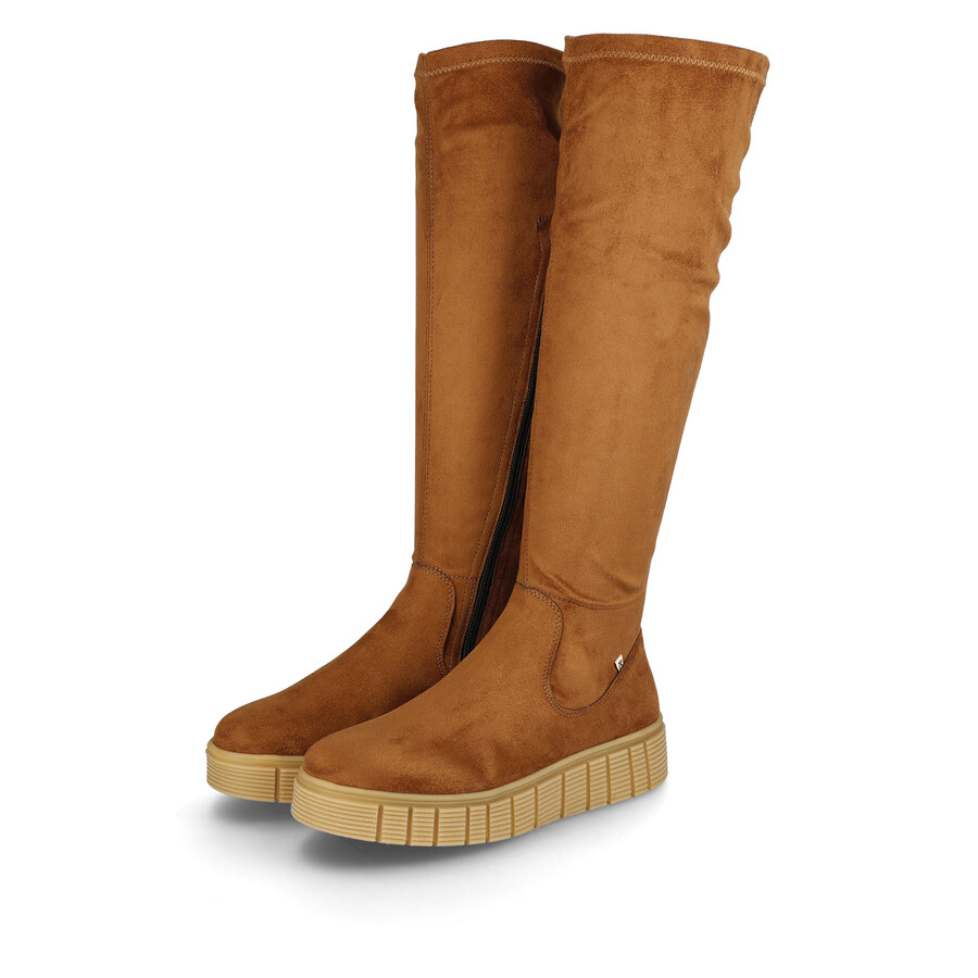 braune damen-stiefel mit reißverschluss rieker sport w1080-24