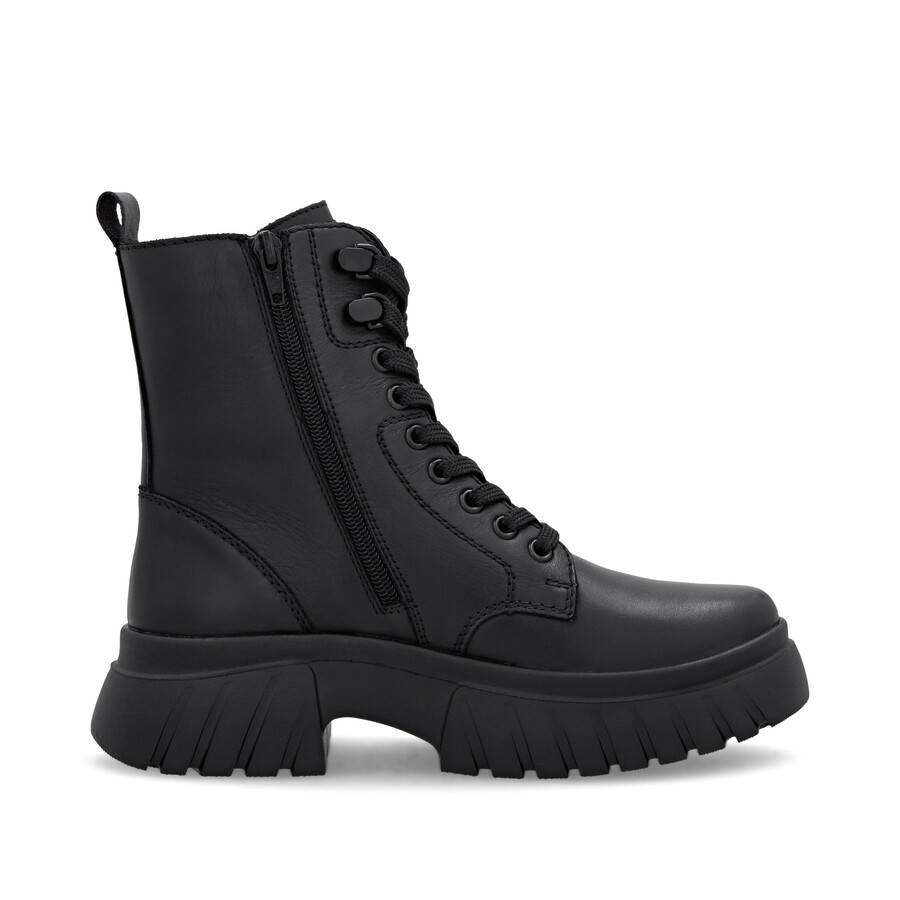 schwarze damen-stiefel mit reißverschluss rieker sport w1870-02