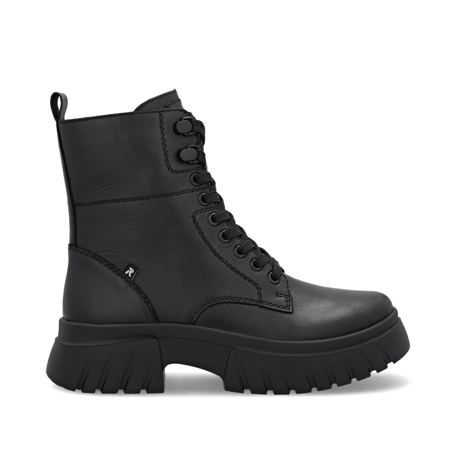 schwarze damen-stiefel mit reißverschluss rieker sport w1870-02