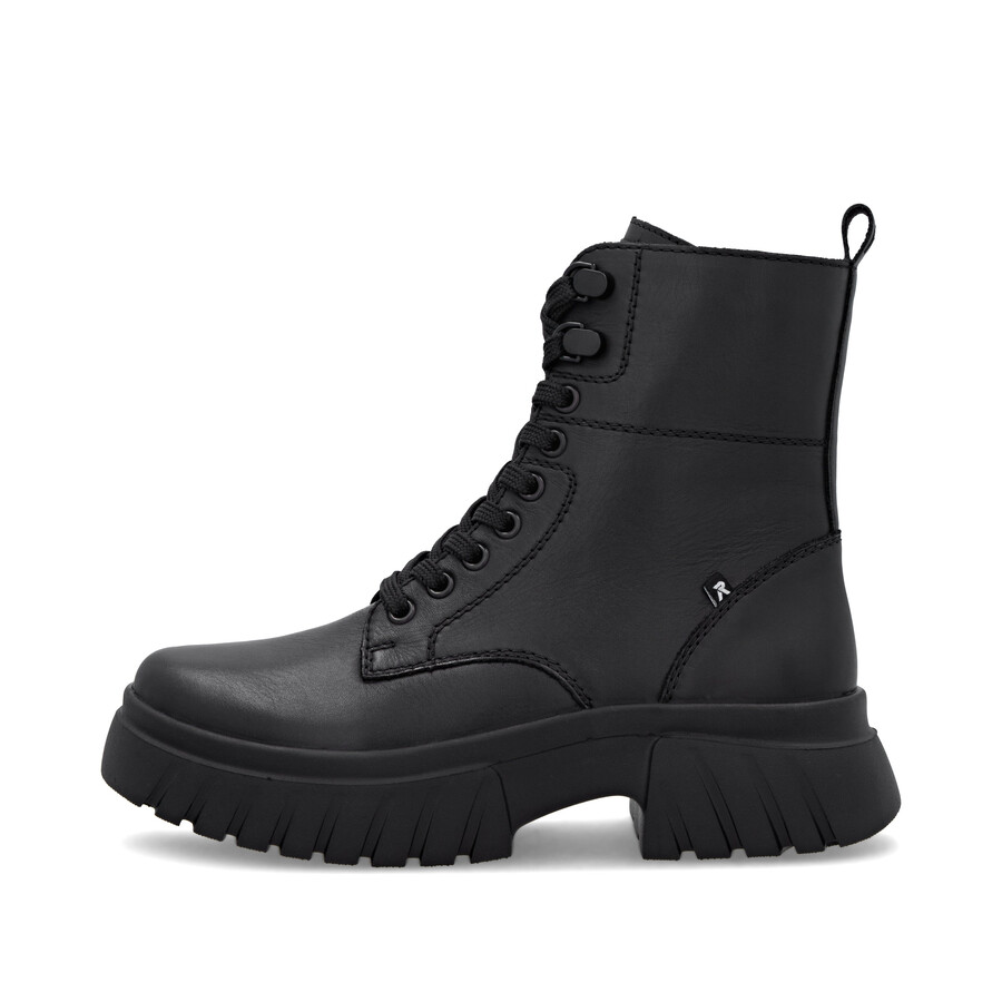 schwarze damen-stiefel mit reißverschluss rieker sport w1870-02