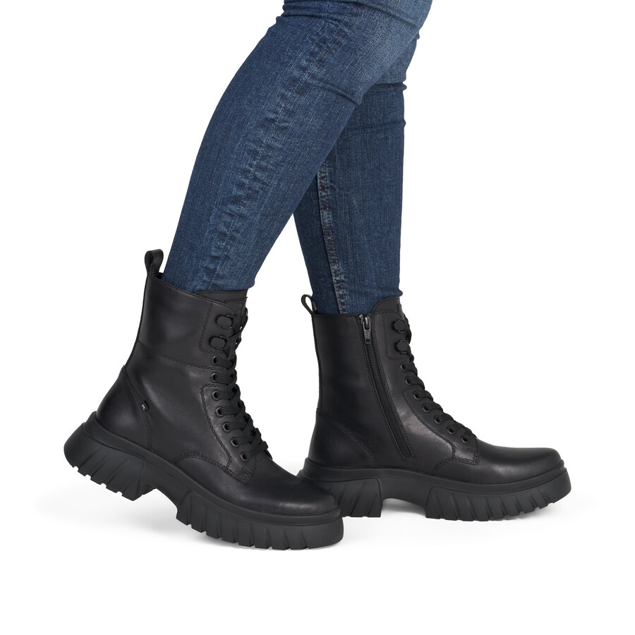 schwarze damen-stiefel mit reißverschluss rieker sport w1870-02