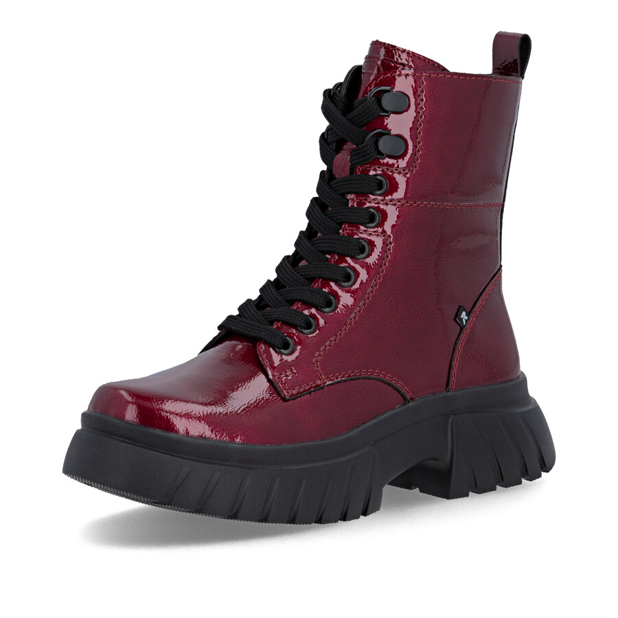 rote damen-stiefel mit reißverschluss rieker sport w1870-35