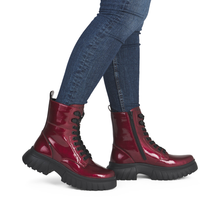 rote damen-stiefel mit reißverschluss rieker sport w1870-35