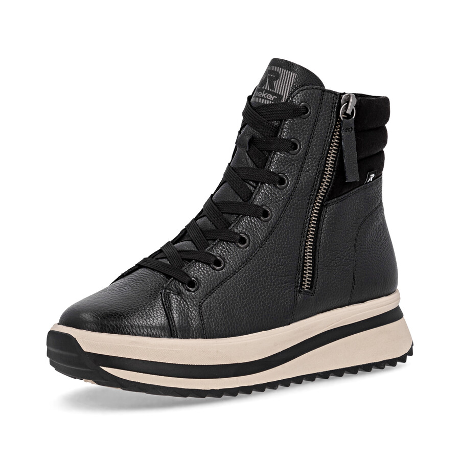 schwarze damen-stiefel mit reißverschluss rieker sport w3870-00
