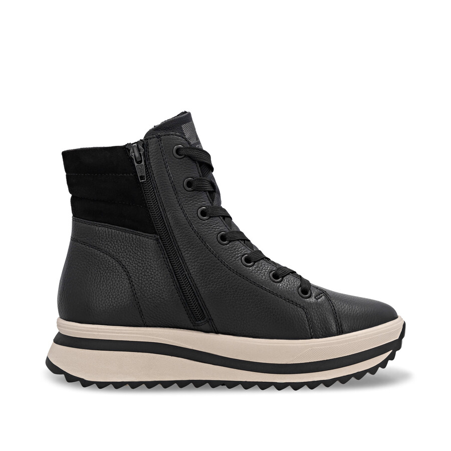 schwarze damen-stiefel mit reißverschluss rieker sport w3870-00