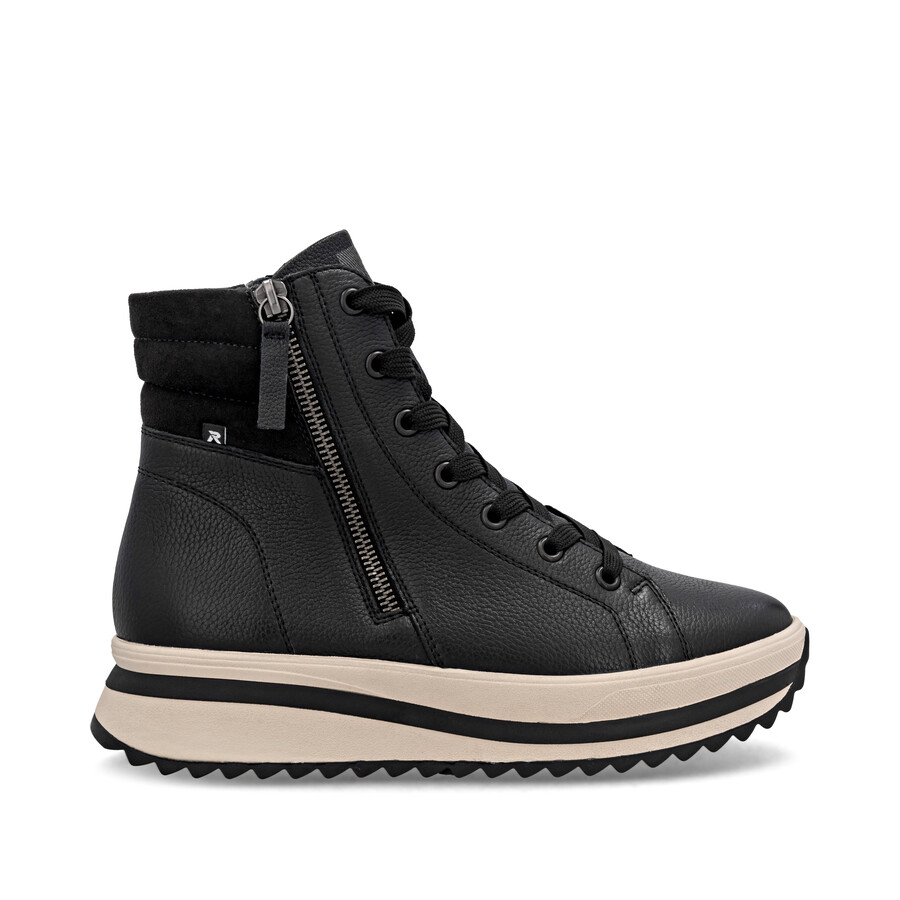 schwarze damen-stiefel mit reißverschluss rieker sport w3870-00
