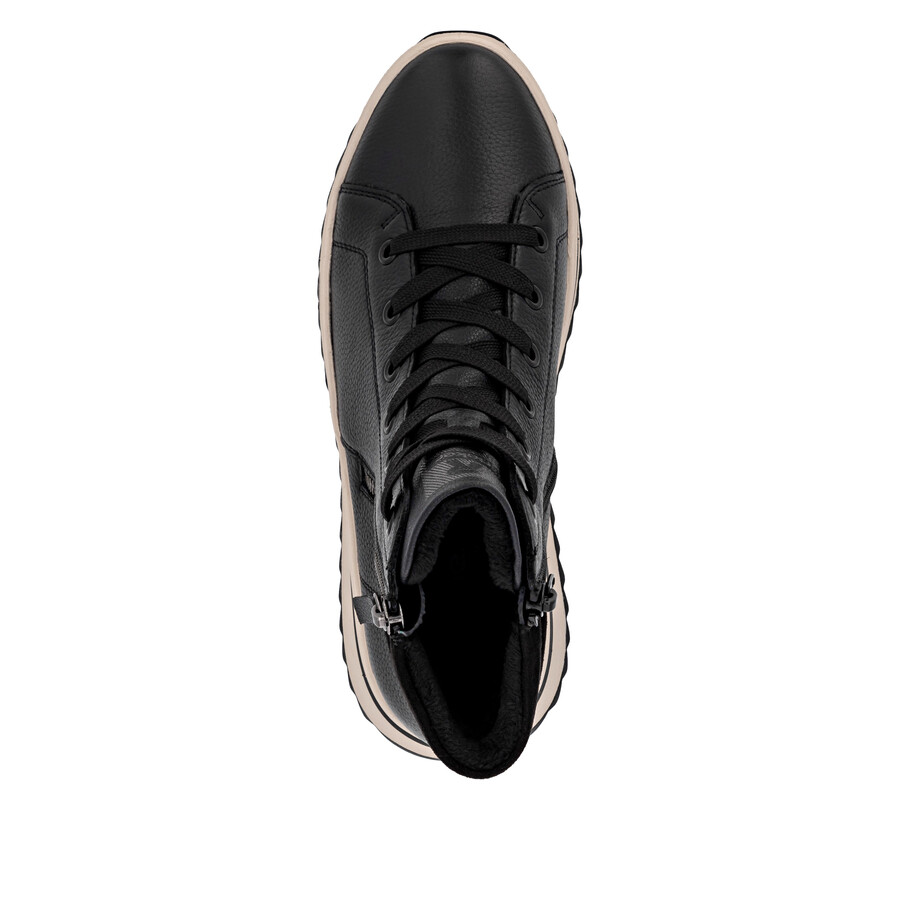 schwarze damen-stiefel mit reißverschluss rieker sport w3870-00