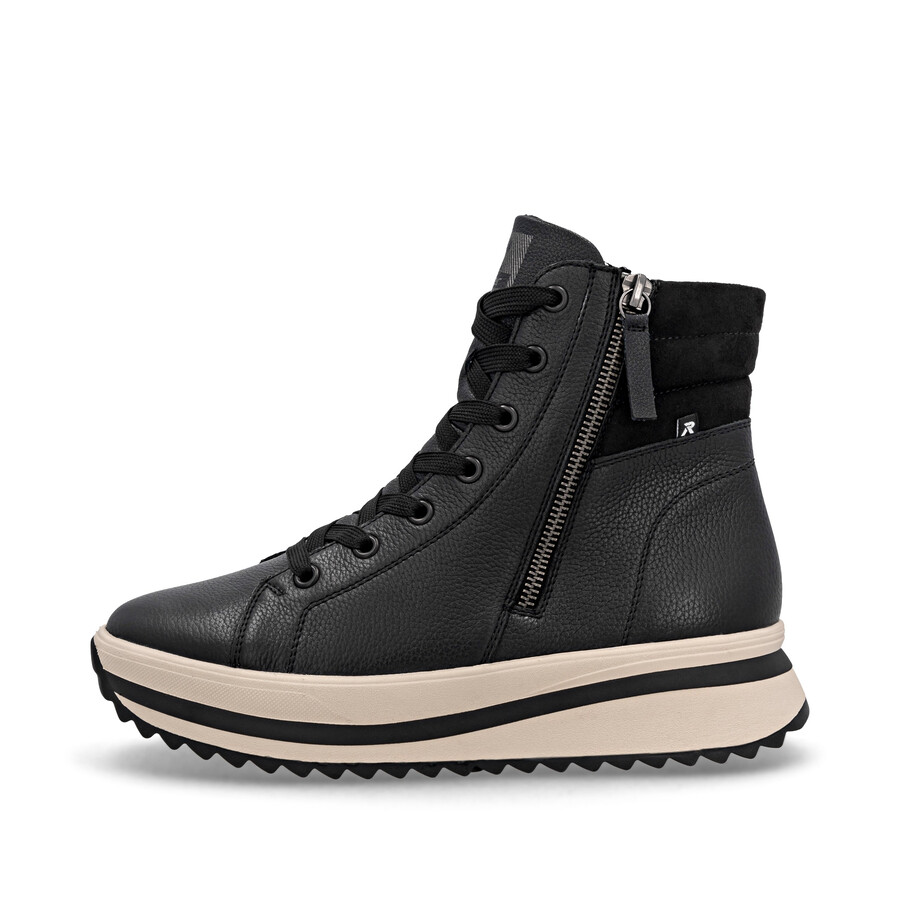 schwarze damen-stiefel mit reißverschluss rieker sport w3870-00