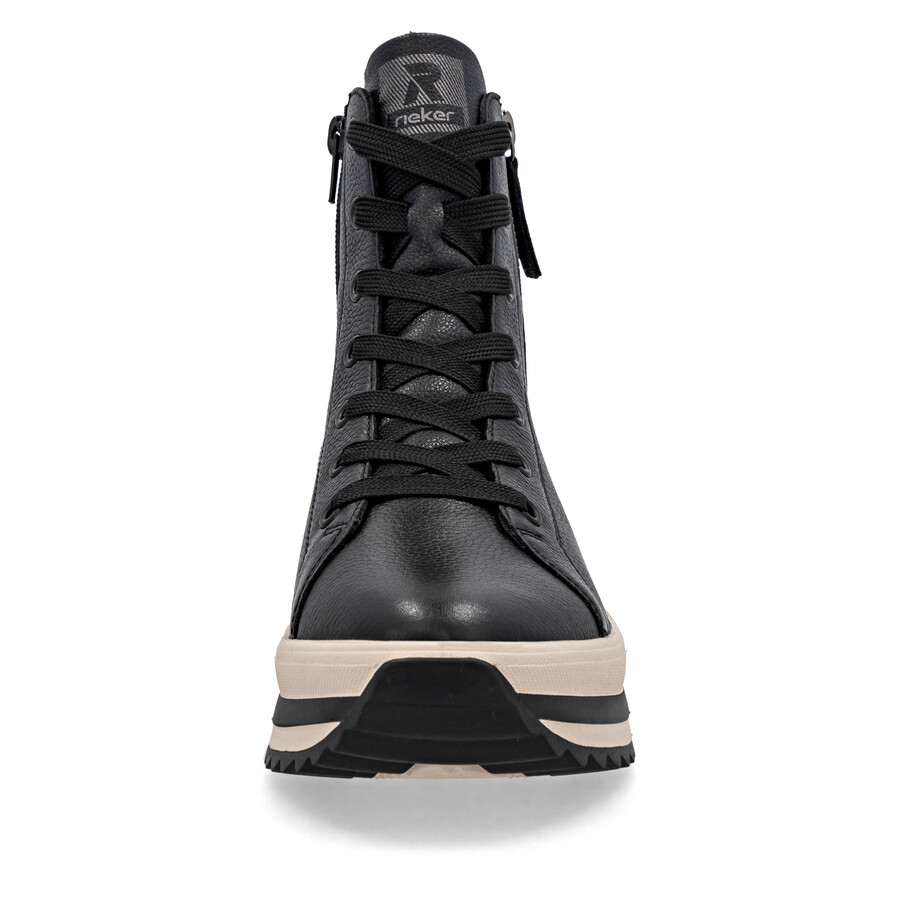 schwarze damen-stiefel mit reißverschluss rieker sport w3870-00