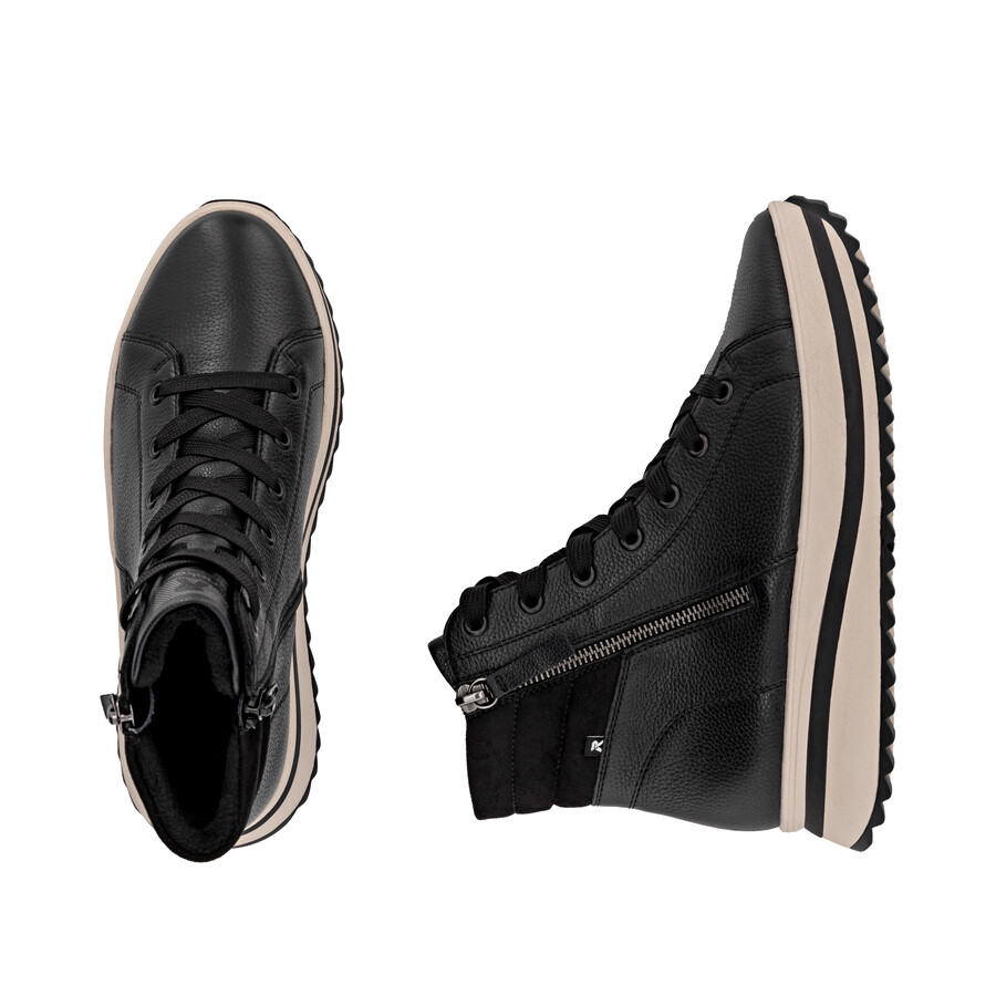 schwarze damen-stiefel mit reißverschluss rieker sport w3870-00