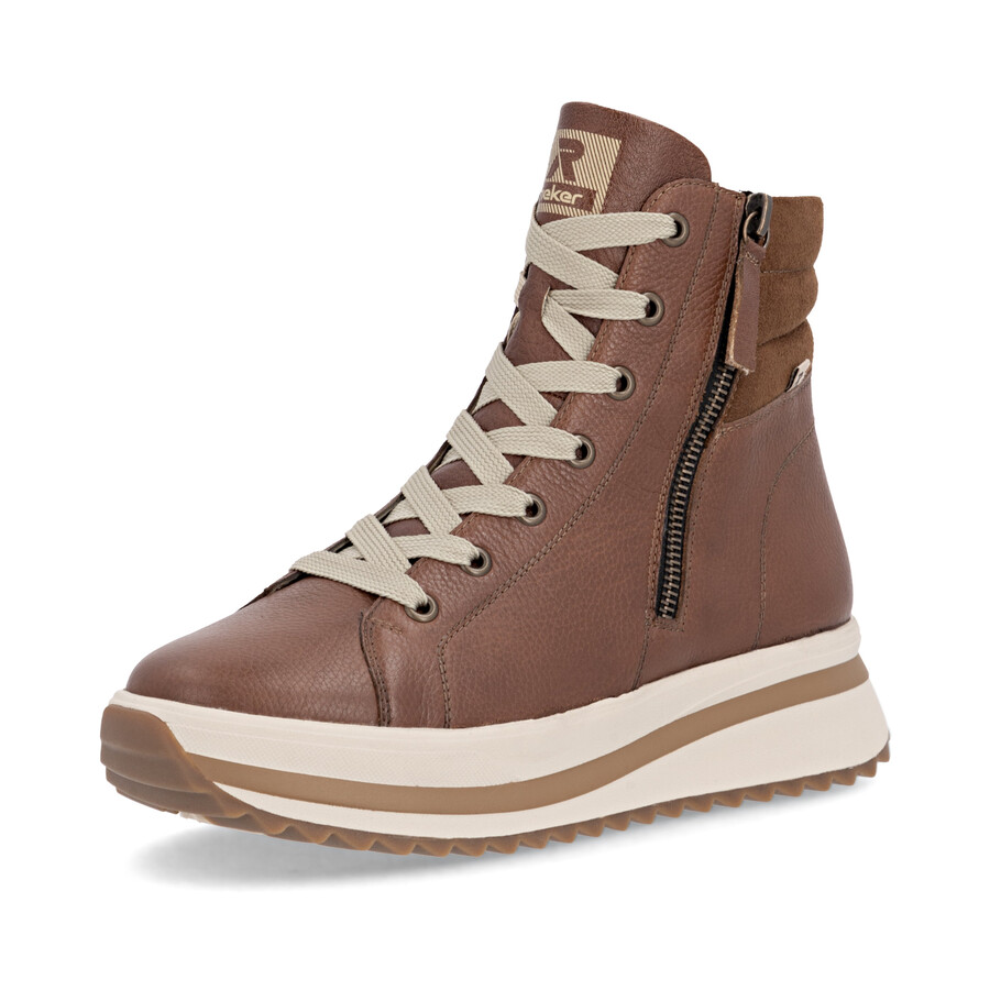 braune damen-stiefel mit reißverschluss rieker sport w3870-24