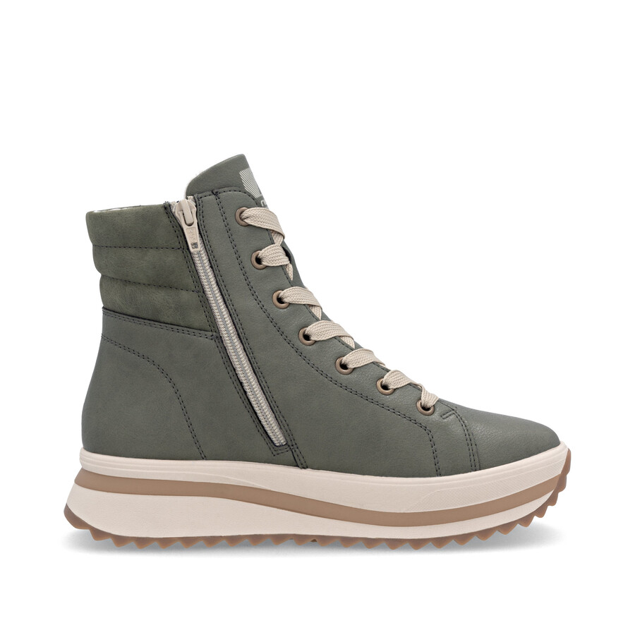 grüne damen-stiefel mit reißverschluss rieker sport w3870-54