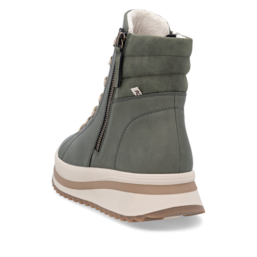 grüne damen-stiefel mit reißverschluss rieker sport w3870-54