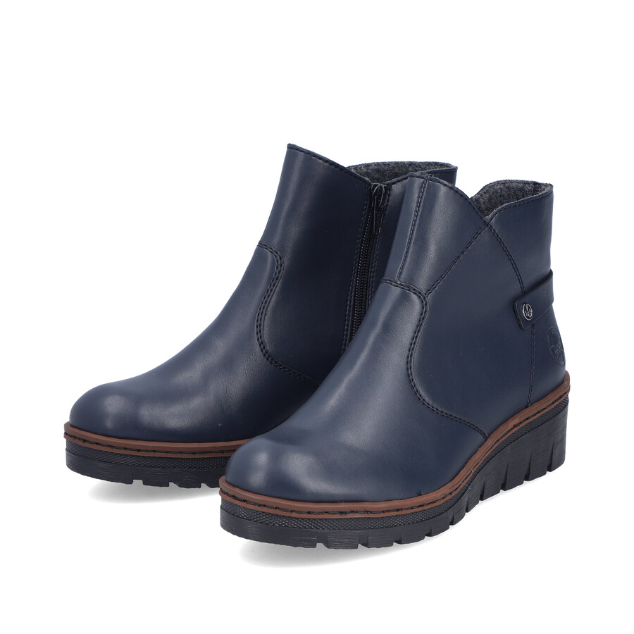 blaue damen-stiefel mit reißverschluss rieker x9164-14