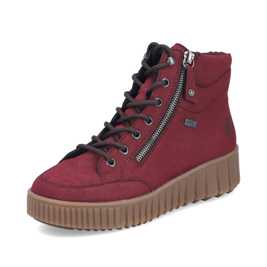 rote damen-stiefel mit reißverschluss rieker y6104-35
