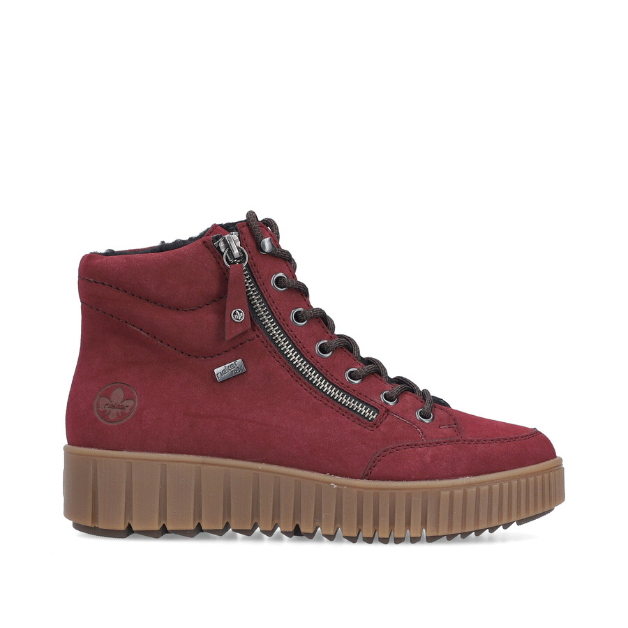 rote damen-stiefel mit reißverschluss rieker y6104-35