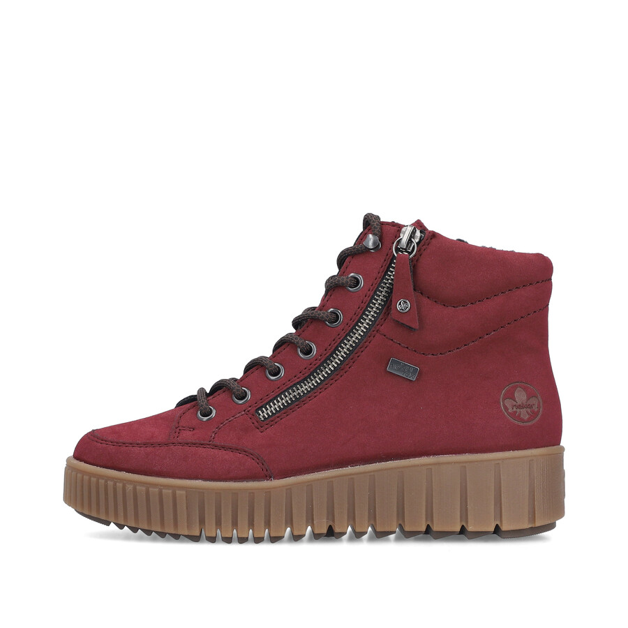 rote damen-stiefel mit reißverschluss rieker y6104-35