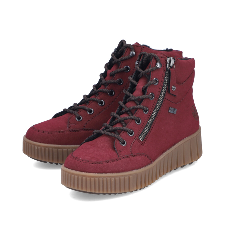 rote damen-stiefel mit reißverschluss rieker y6104-35