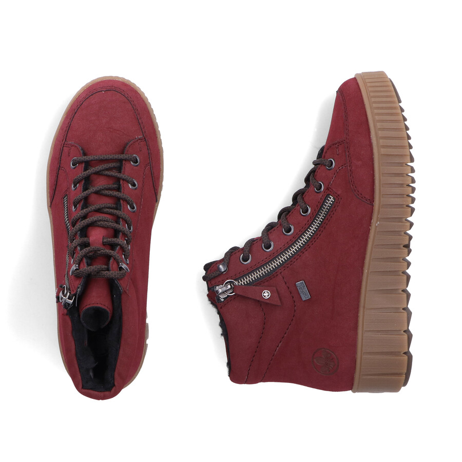 rote damen-stiefel mit reißverschluss rieker y6104-35