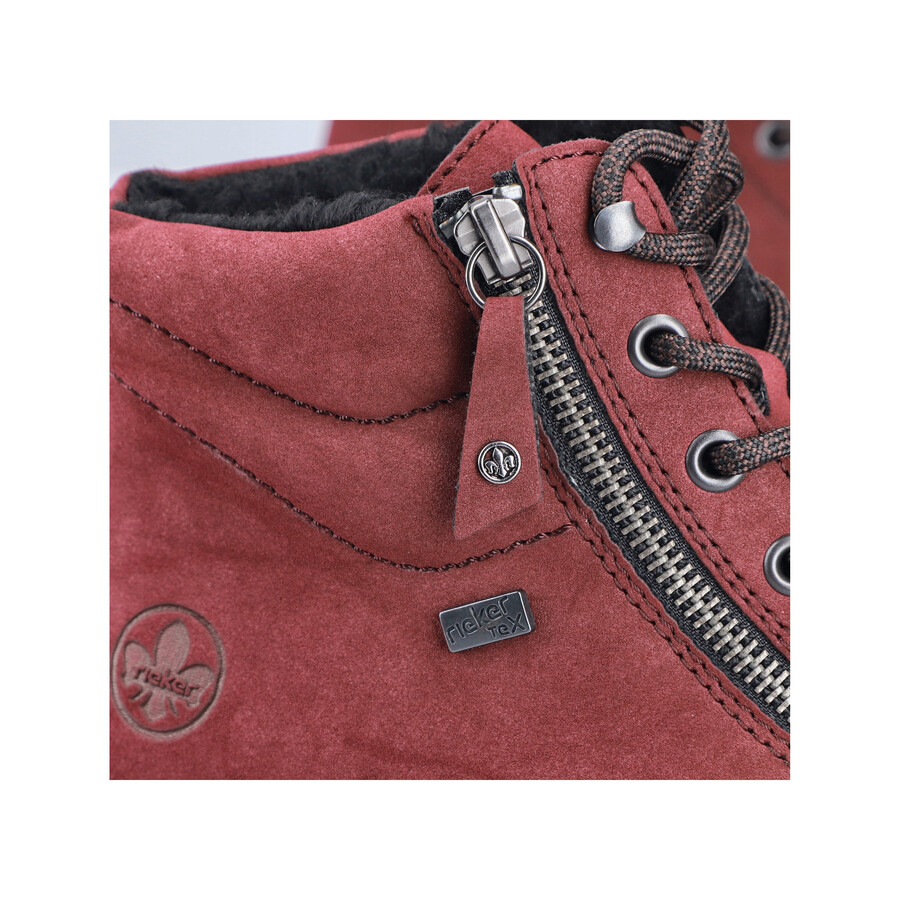 rote damen-stiefel mit reißverschluss rieker y6104-35