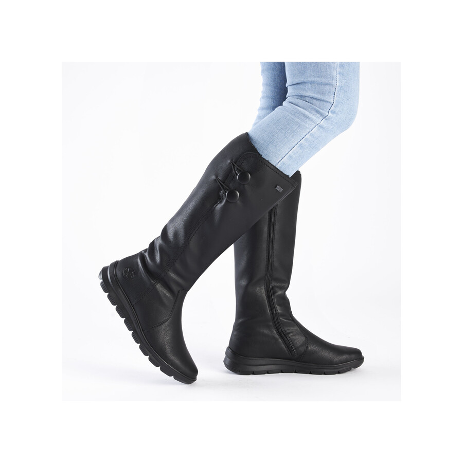 schwarze damenstiefel mit reißverschluss rieker z0090-00