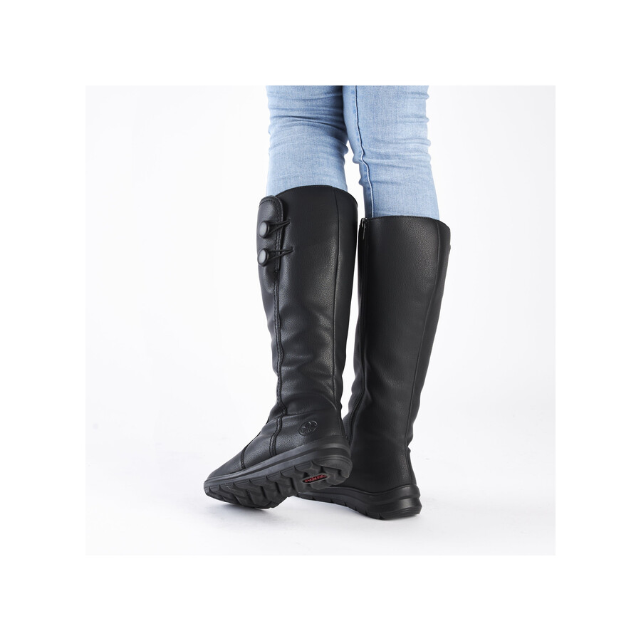 schwarze damenstiefel mit reißverschluss rieker z0090-00