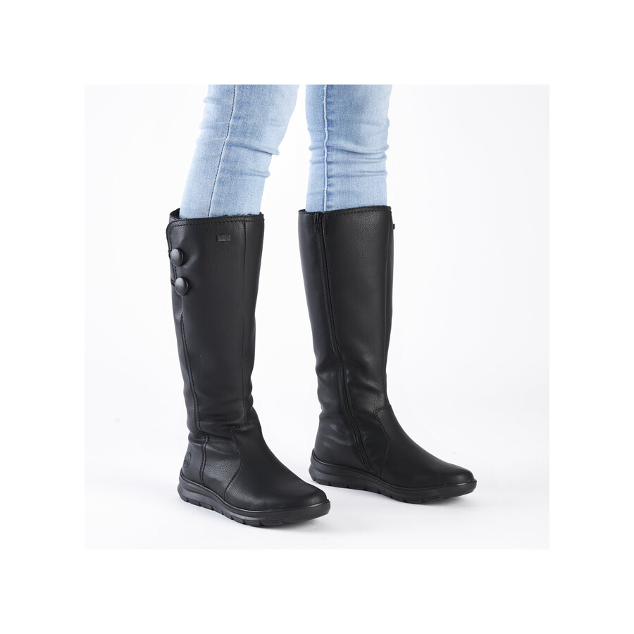 schwarze damenstiefel mit reißverschluss rieker z0090-00
