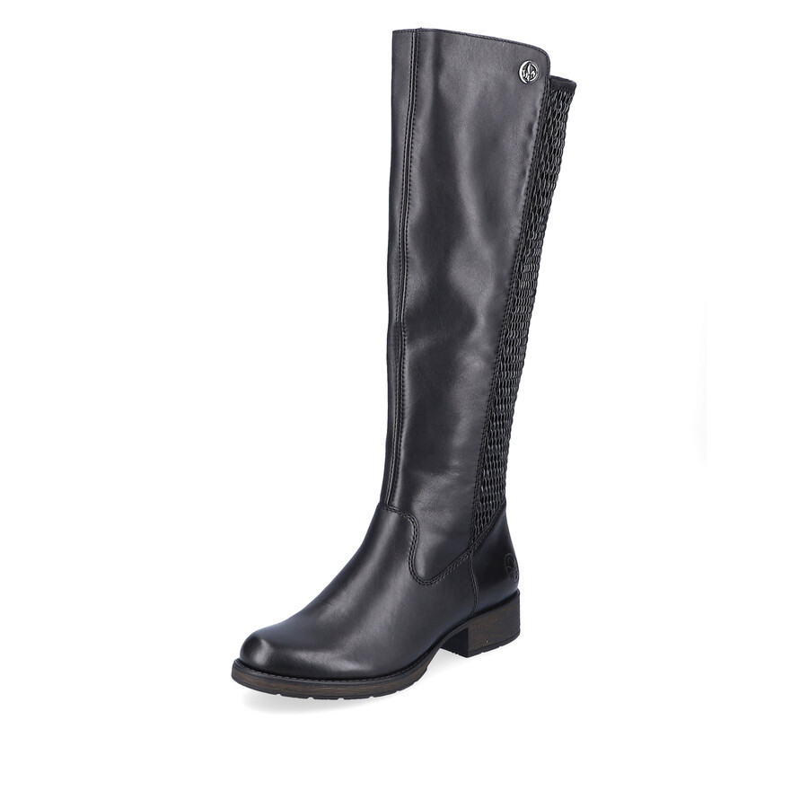 schwarze damen-stiefel mit reißverschluss rieker z9591-00