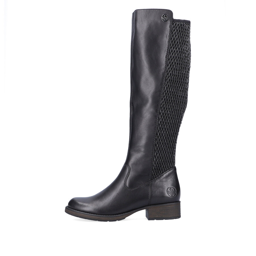 schwarze damen-stiefel mit reißverschluss rieker z9591-00