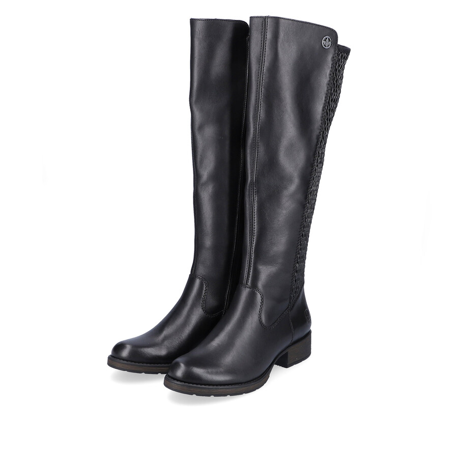 schwarze damen-stiefel mit reißverschluss rieker z9591-00