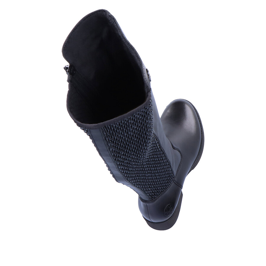 schwarze damen-stiefel mit reißverschluss rieker z9591-00