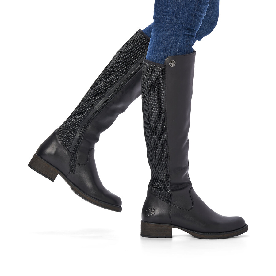 schwarze damen-stiefel mit reißverschluss rieker z9591-00