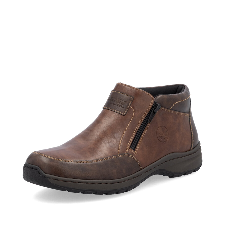 braune reißverschlussstiefel für herren rieker 03352-24